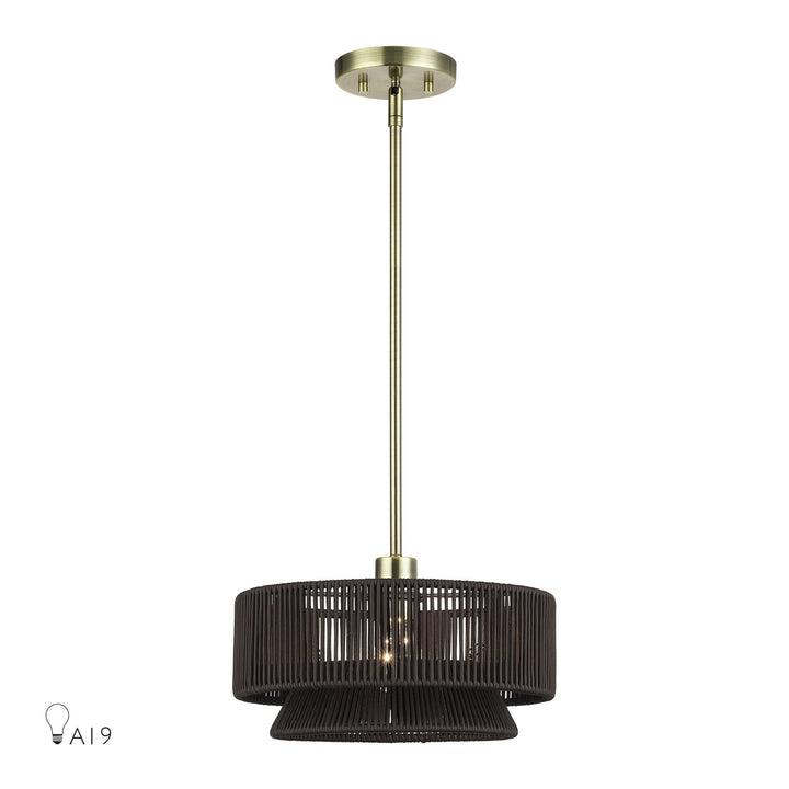 1 Light Antique Brass Pendant by Livex Lighting