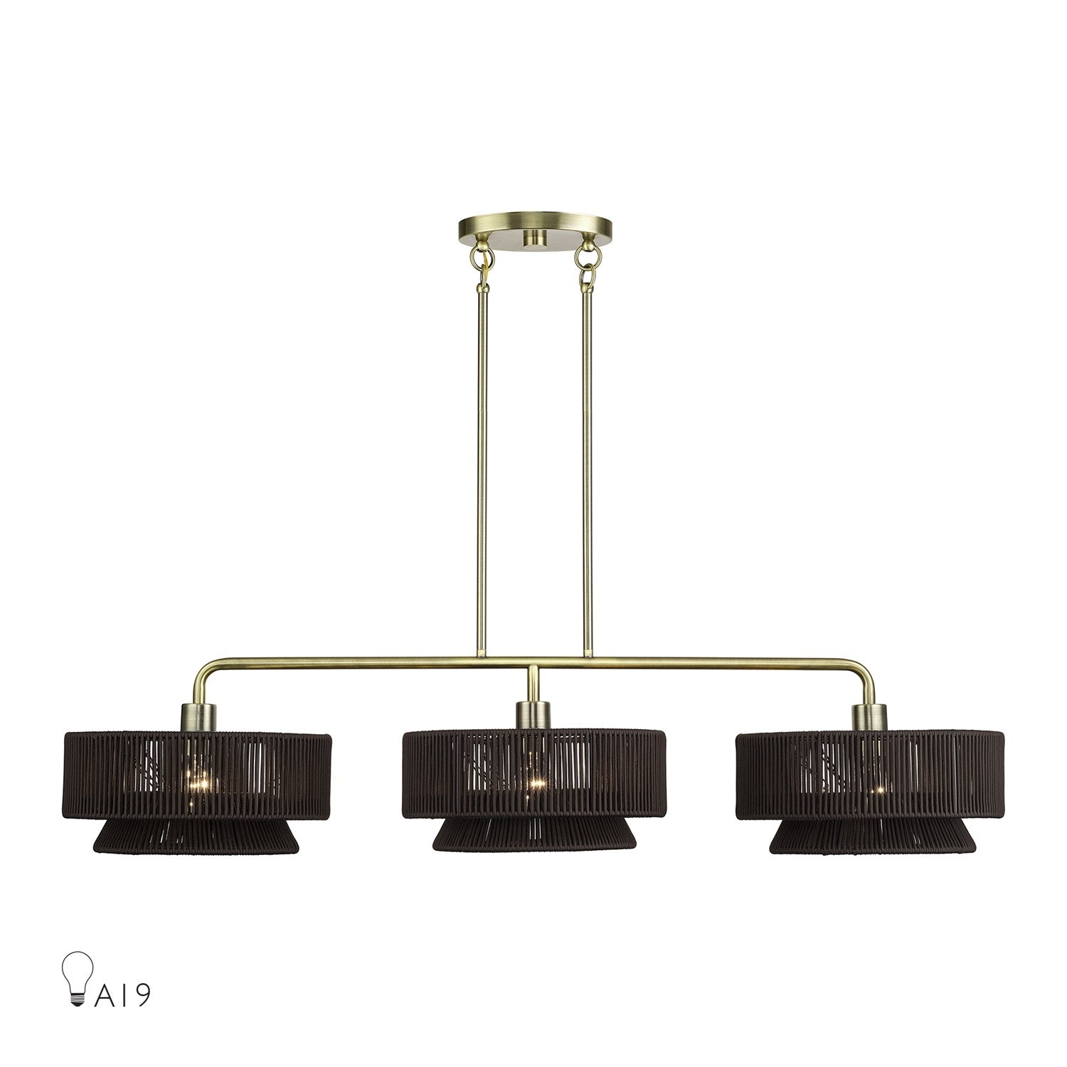 3 Light Antique Brass Extra Large Linear Chandelier by Livex Lighting