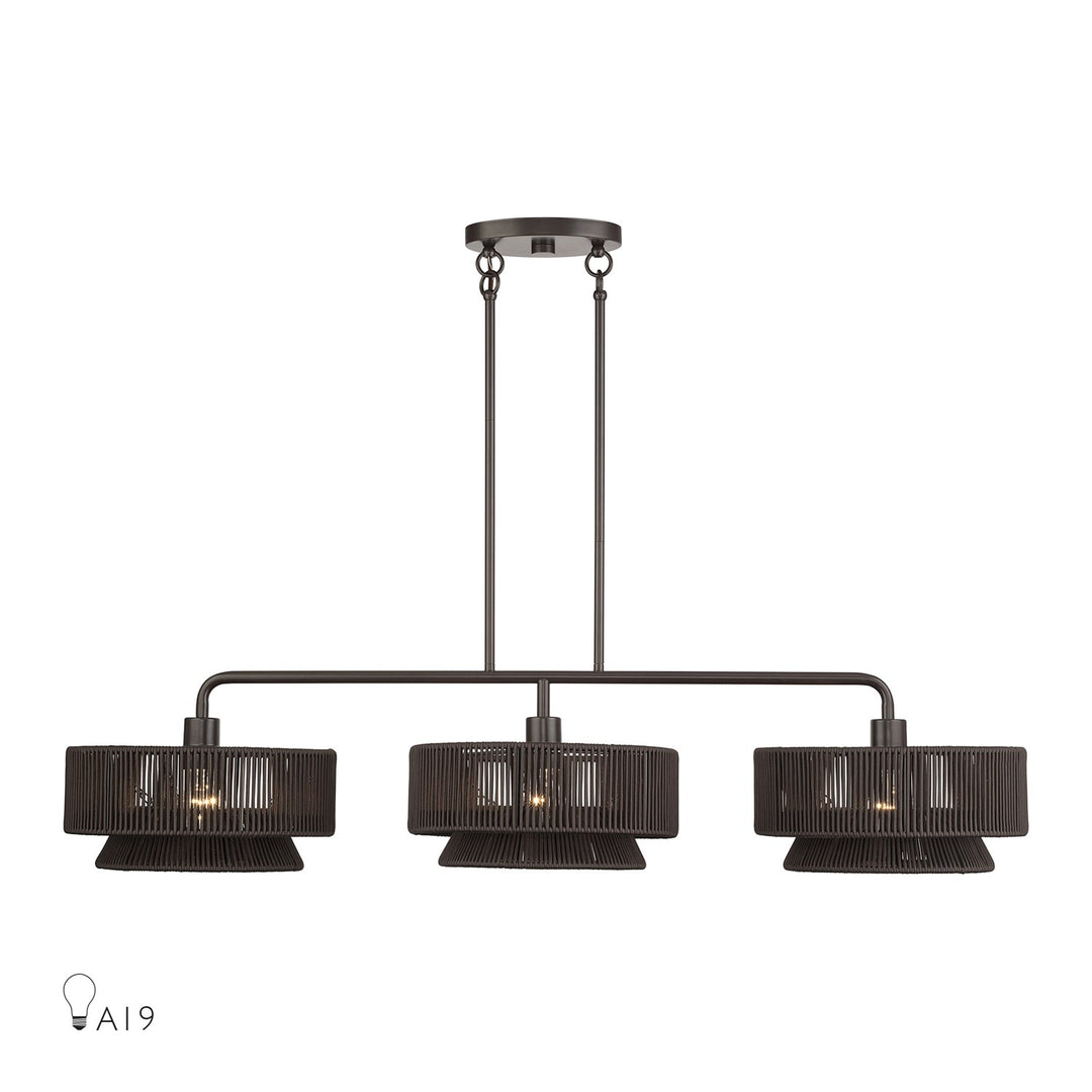 3 Light English Bronze Extra Large Linear Chandelier by Livex Lighting