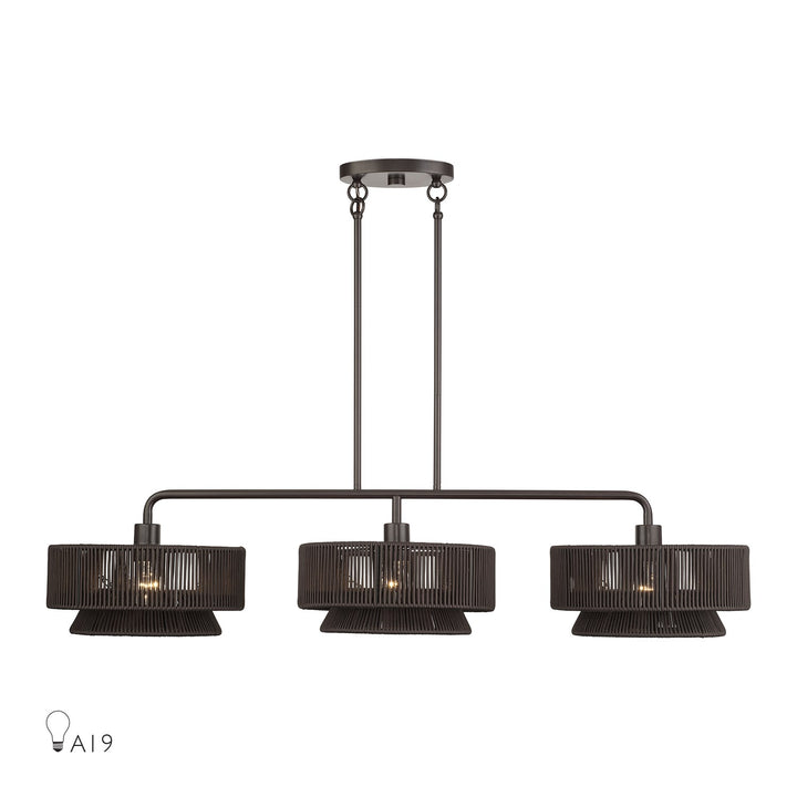 3 Light English Bronze Extra Large Linear Chandelier by Livex Lighting