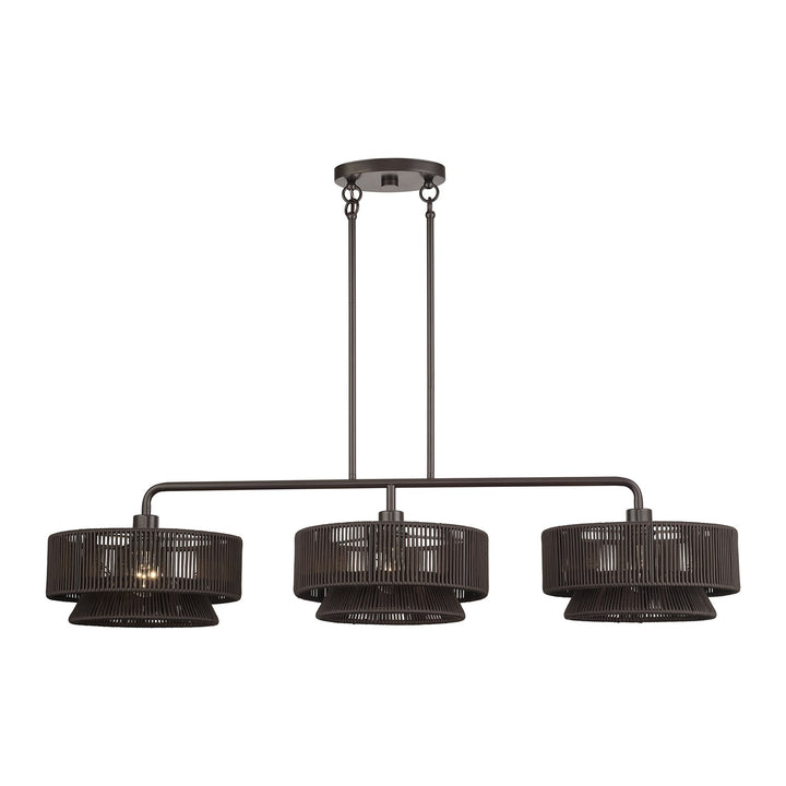 3 Light English Bronze Extra Large Linear Chandelier