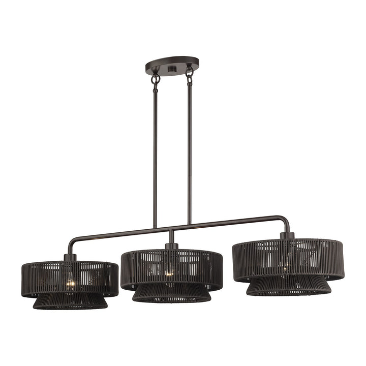 3 Light English Bronze Extra Large Linear Chandelier