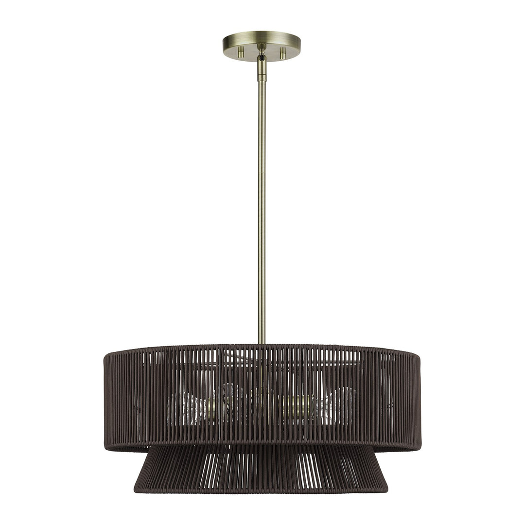 4 Light Antique Brass Pendant Chandelier