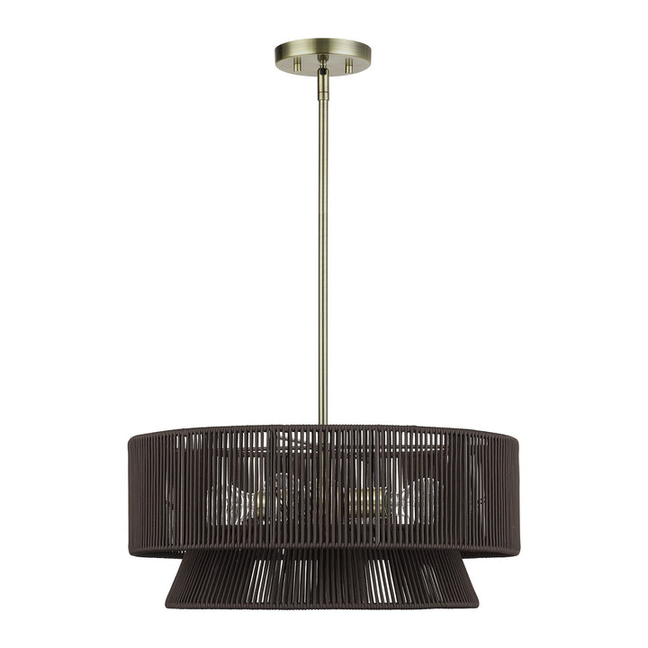 4 Light Antique Brass Pendant Chandelier