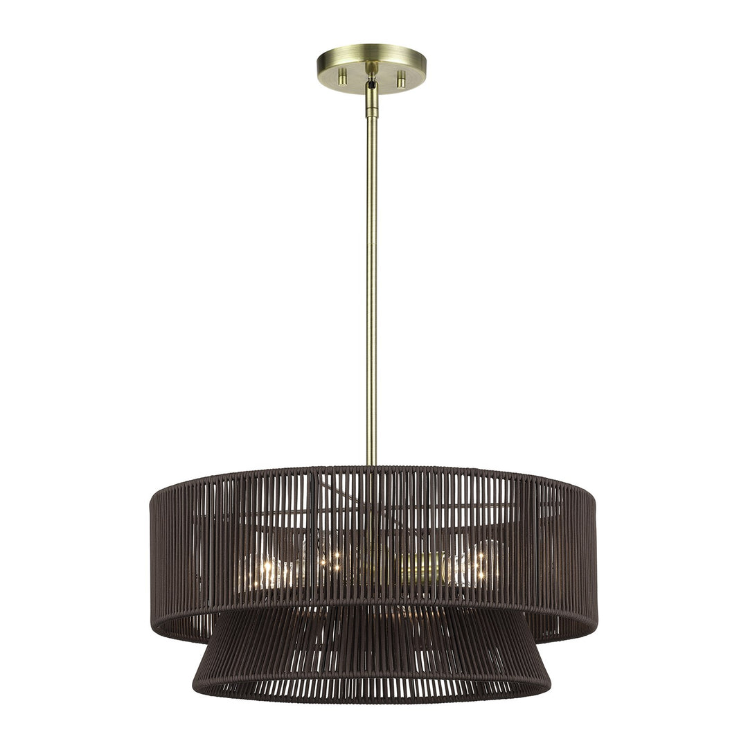 4 Light Antique Brass Pendant Chandelier