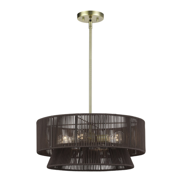 4 Light Antique Brass Pendant Chandelier