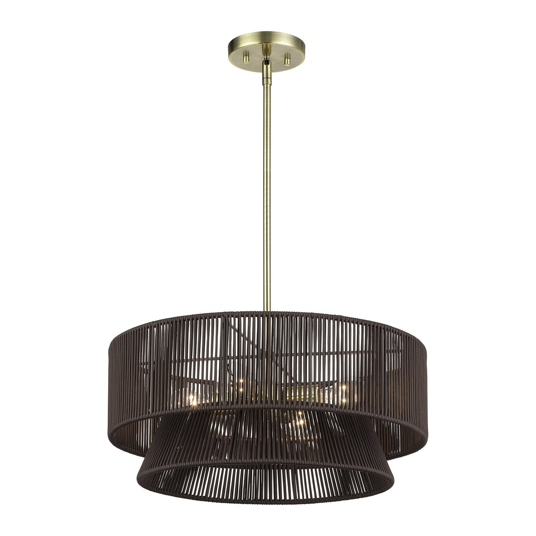 4 Light Antique Brass Pendant Chandelier