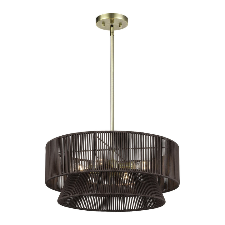 4 Light Antique Brass Pendant Chandelier