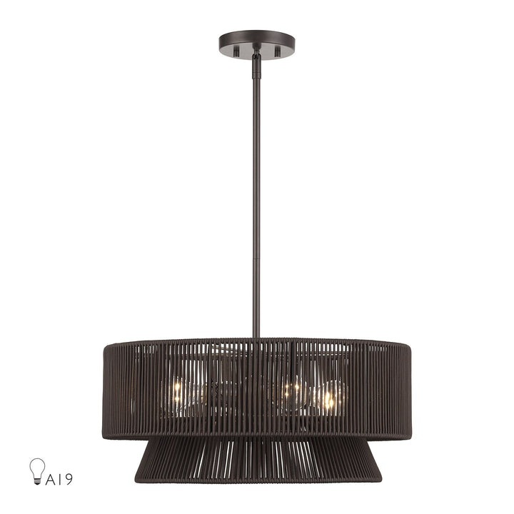 4 Light English Bronze Pendant Chandelier by Livex Lighting