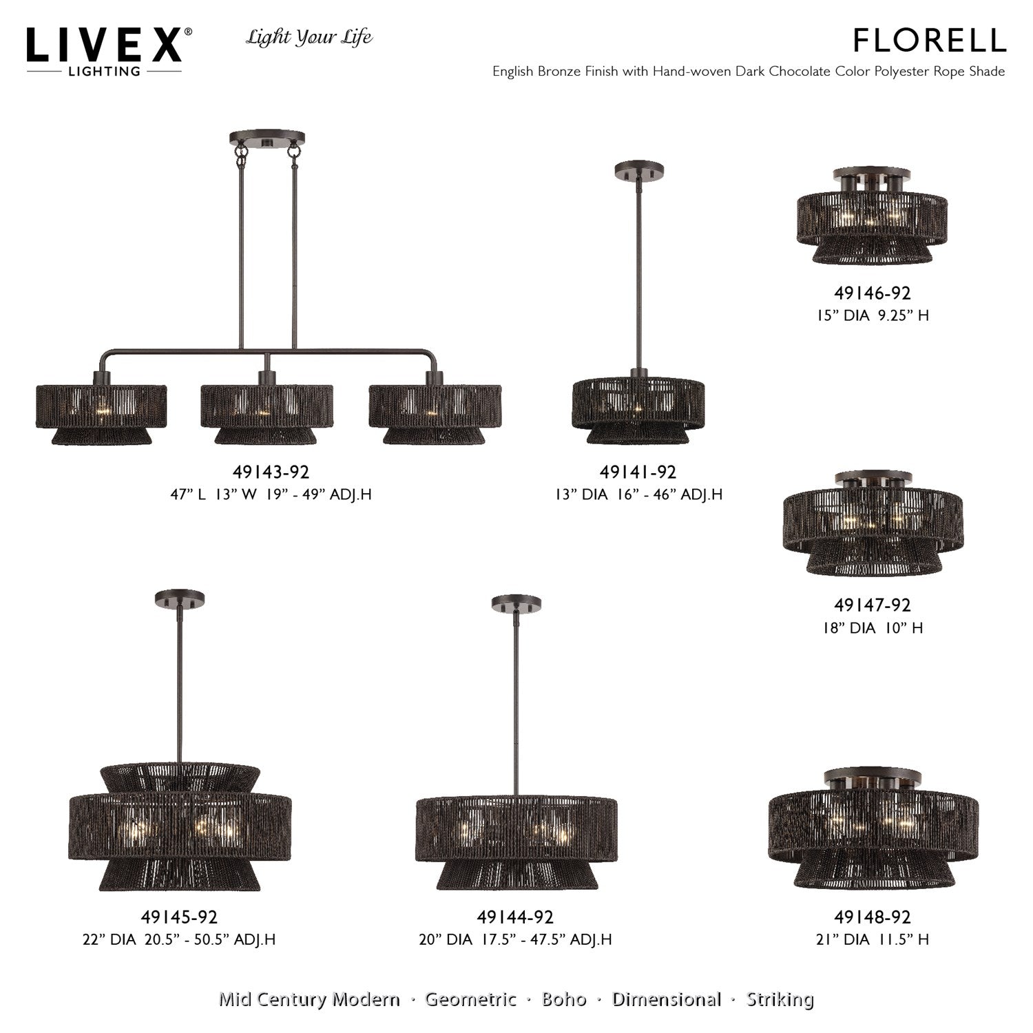 4 Light English Bronze Pendant Chandelier