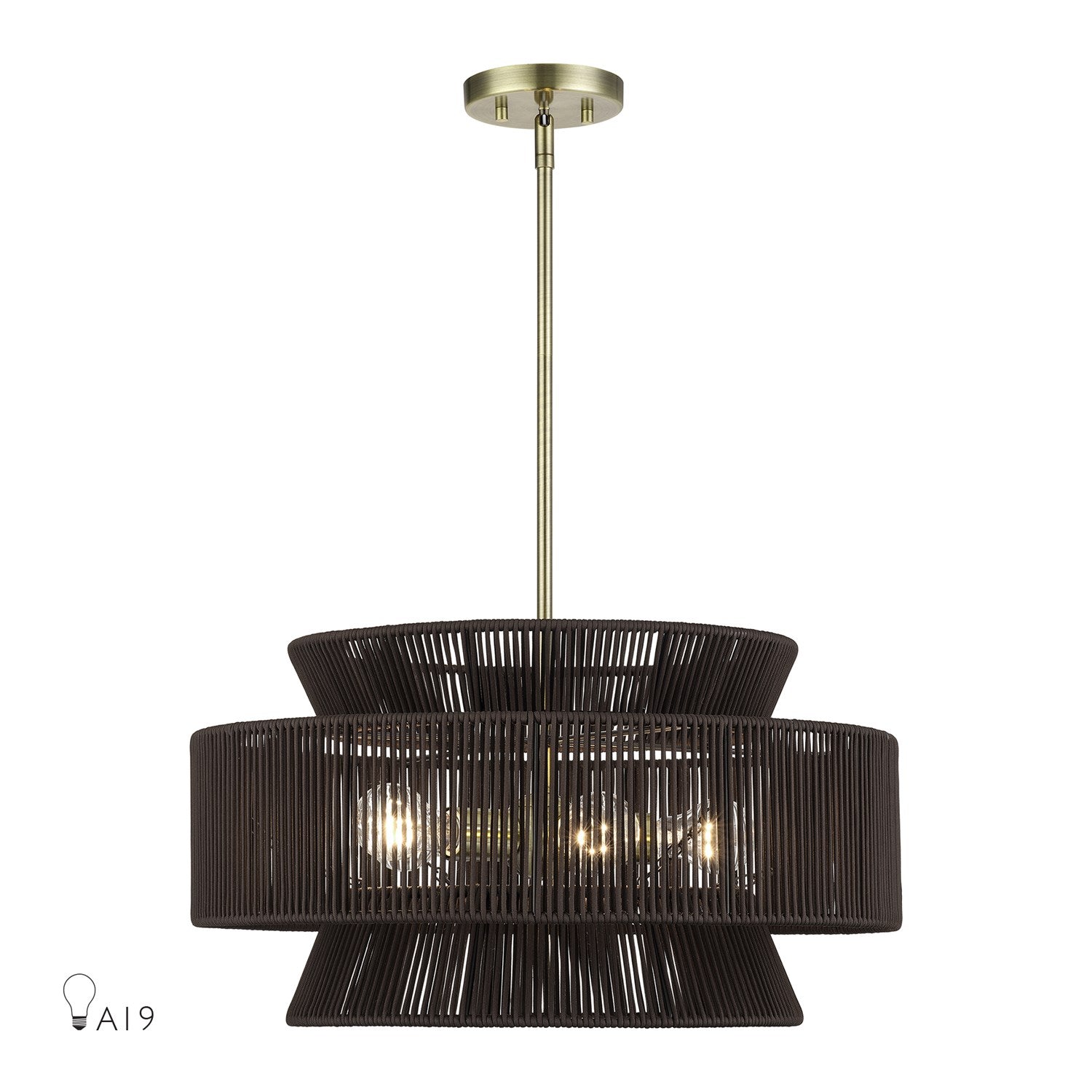 5 Light Antique Brass Pendant Chandelier by Livex Lighting