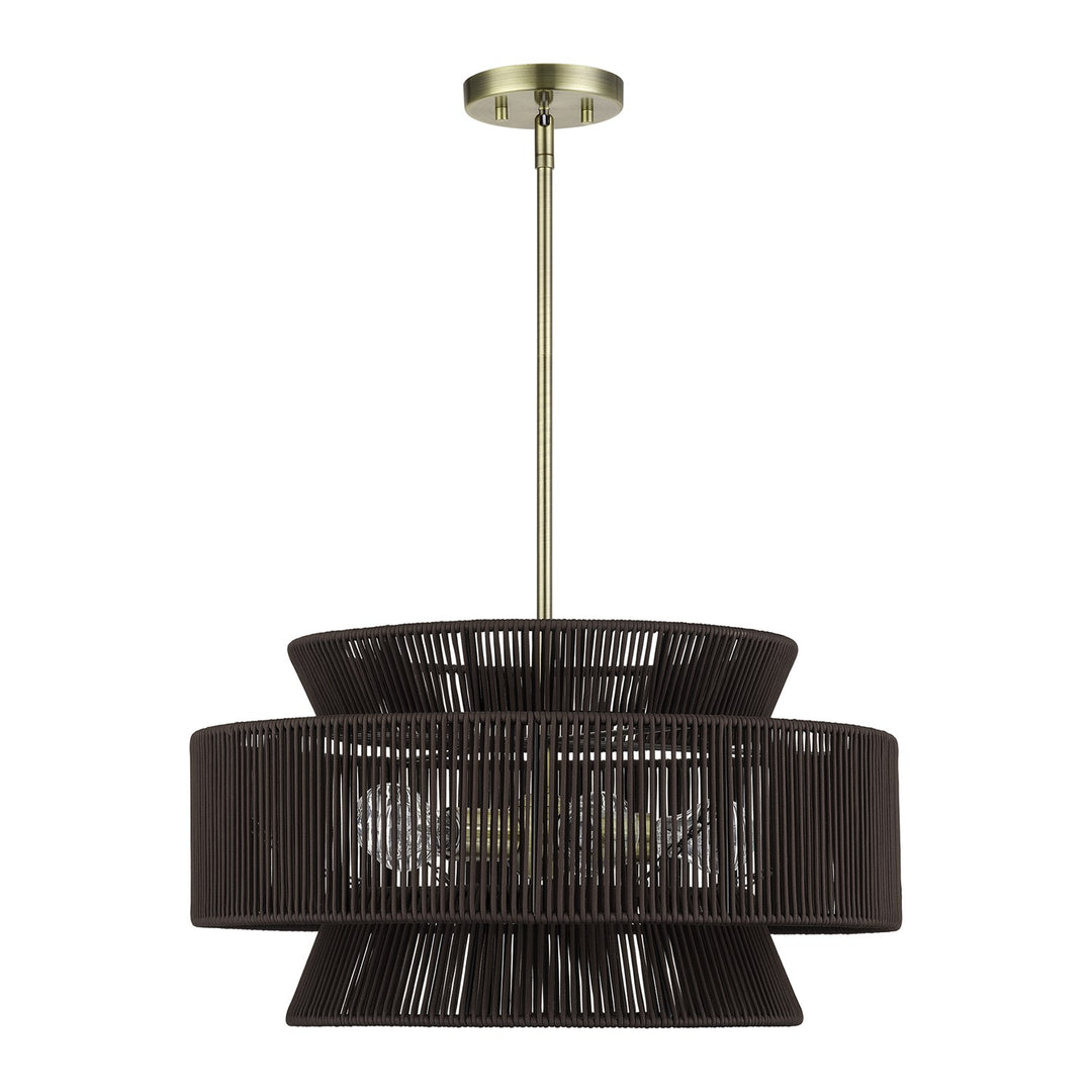 5 Light Antique Brass Pendant Chandelier