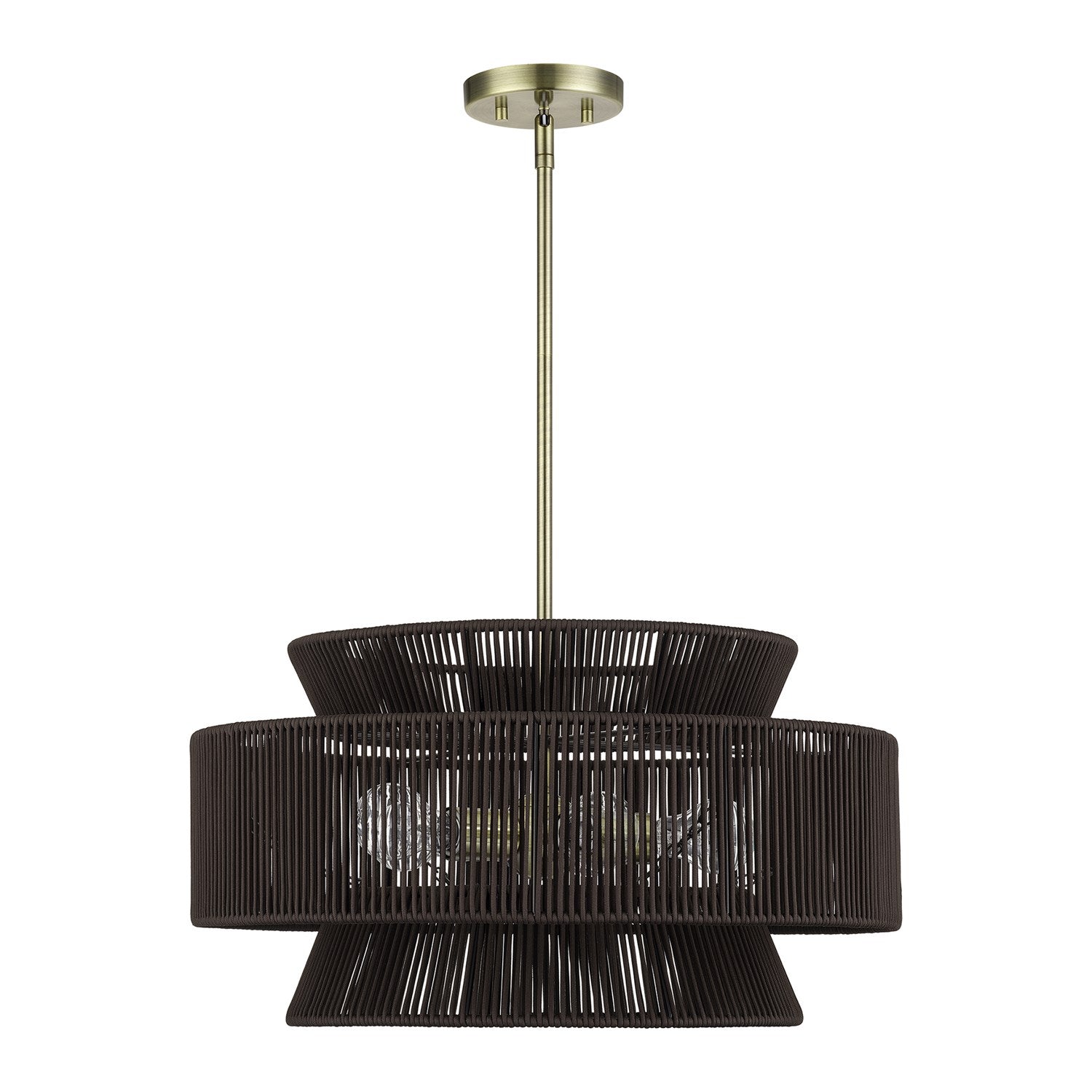5 Light Antique Brass Pendant Chandelier