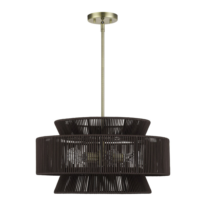 5 Light Antique Brass Pendant Chandelier