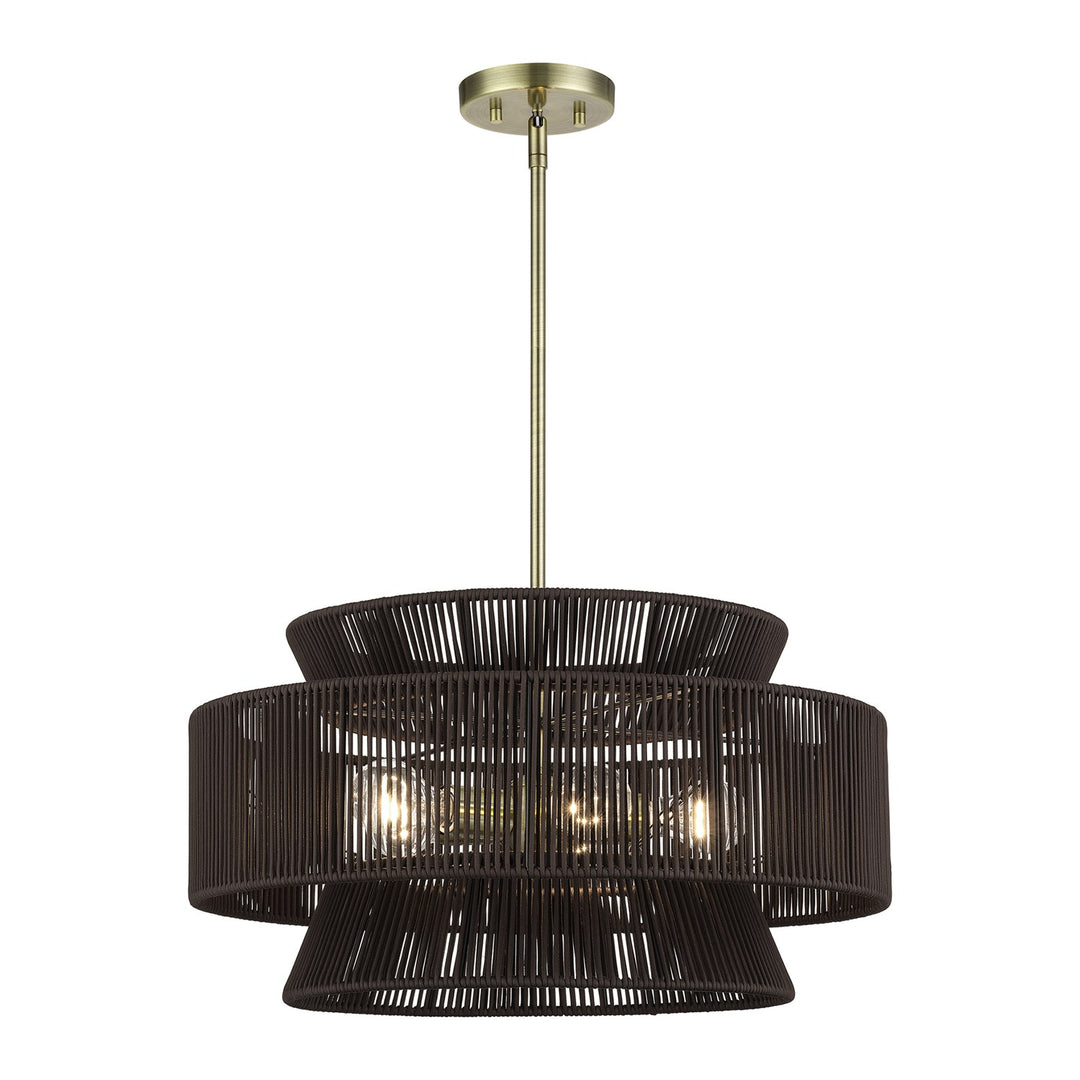 5 Light Antique Brass Pendant Chandelier