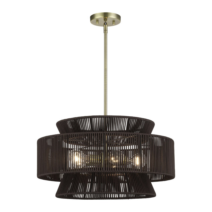 5 Light Antique Brass Pendant Chandelier