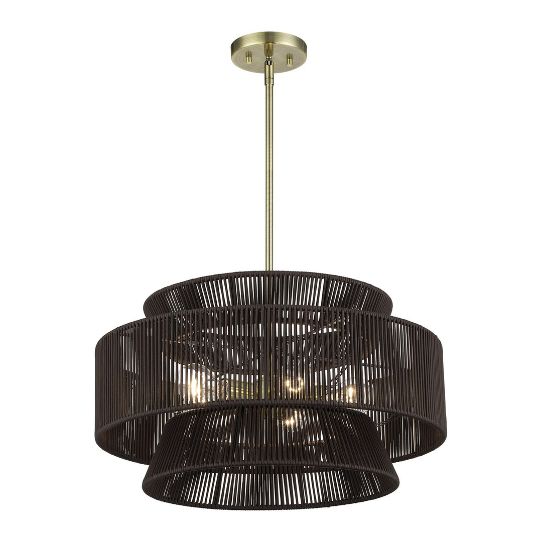 5 Light Antique Brass Pendant Chandelier