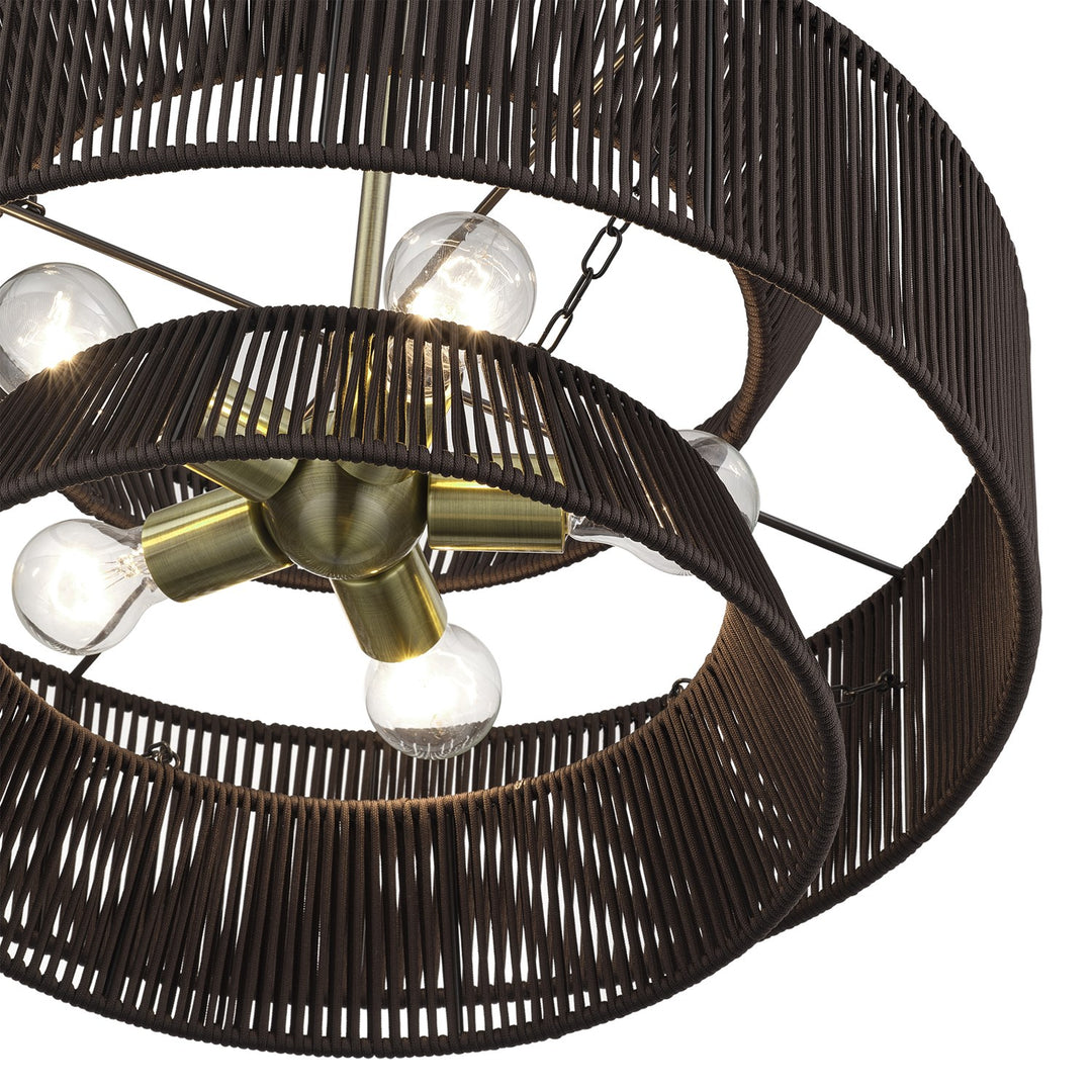 5 Light Antique Brass Pendant Chandelier