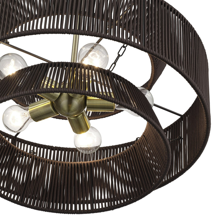 5 Light Antique Brass Pendant Chandelier