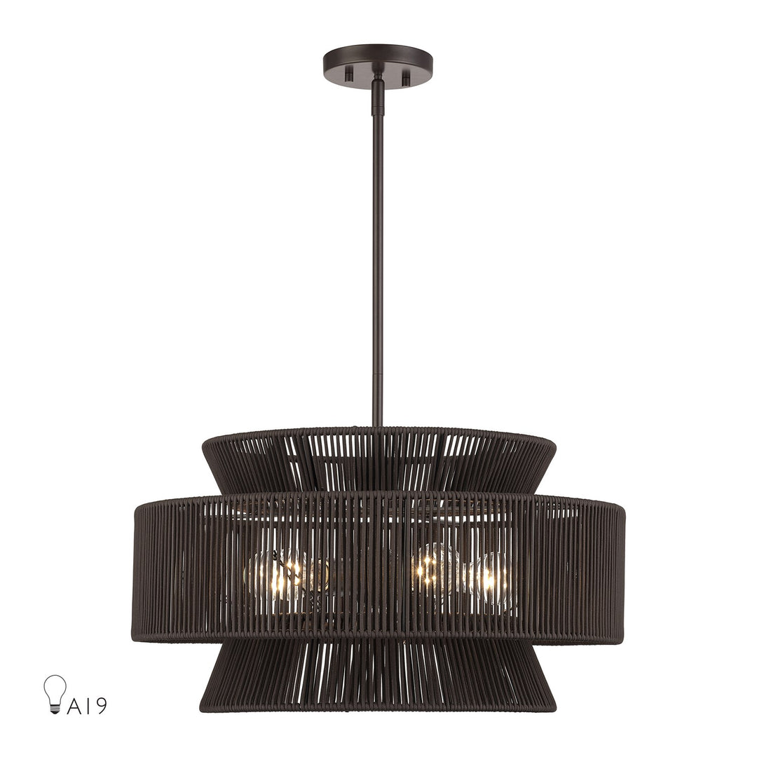 5 Light English Bronze Pendant Chandelier by Livex Lighting