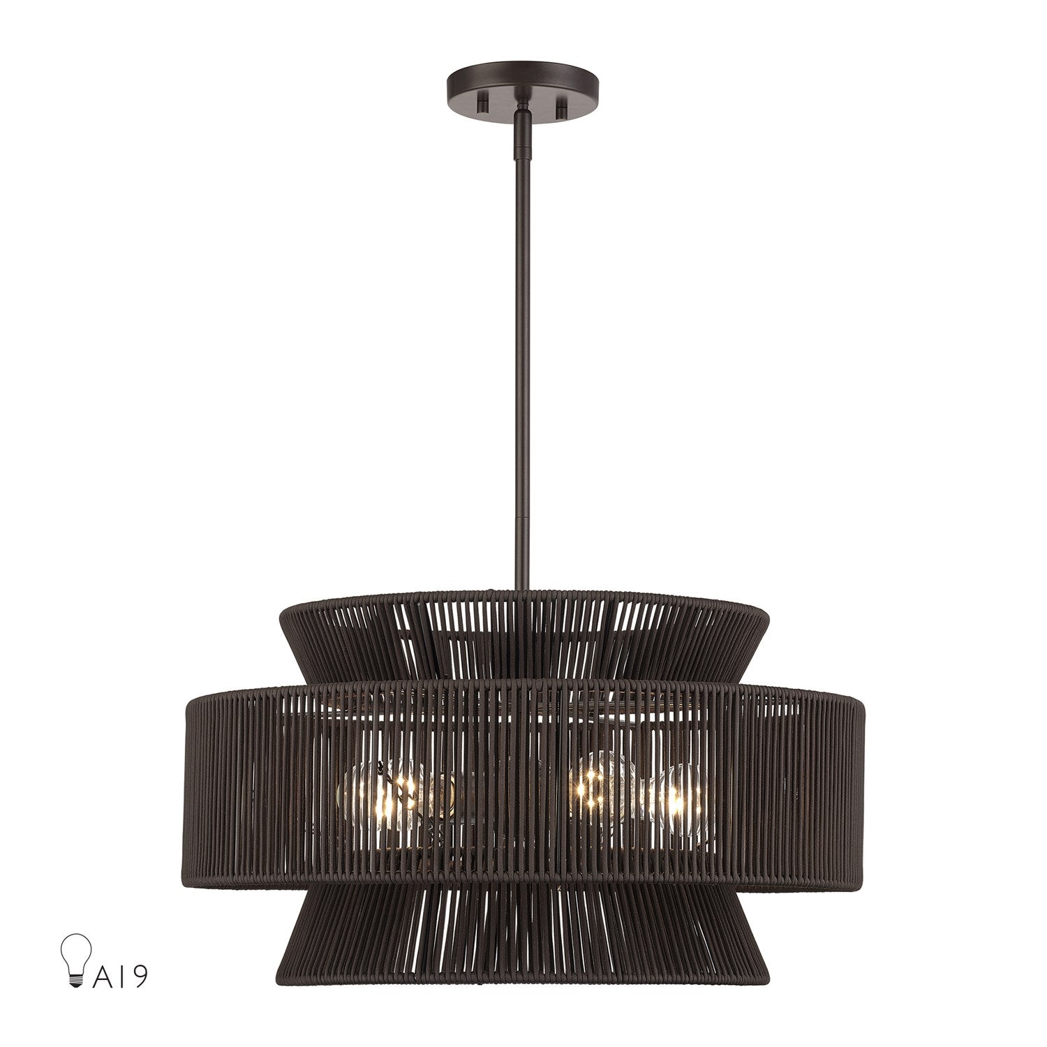 5 Light English Bronze Pendant Chandelier by Livex Lighting