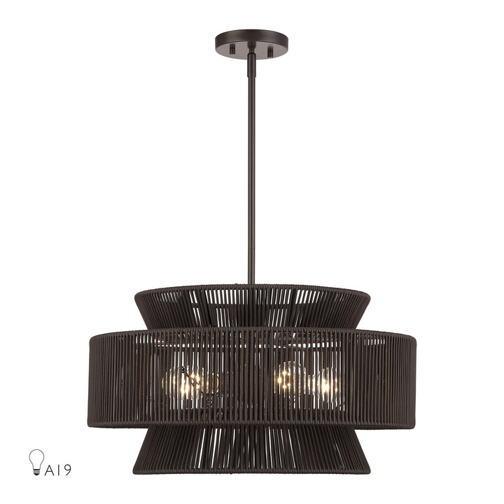 5 Light English Bronze Pendant Chandelier by Livex Lighting