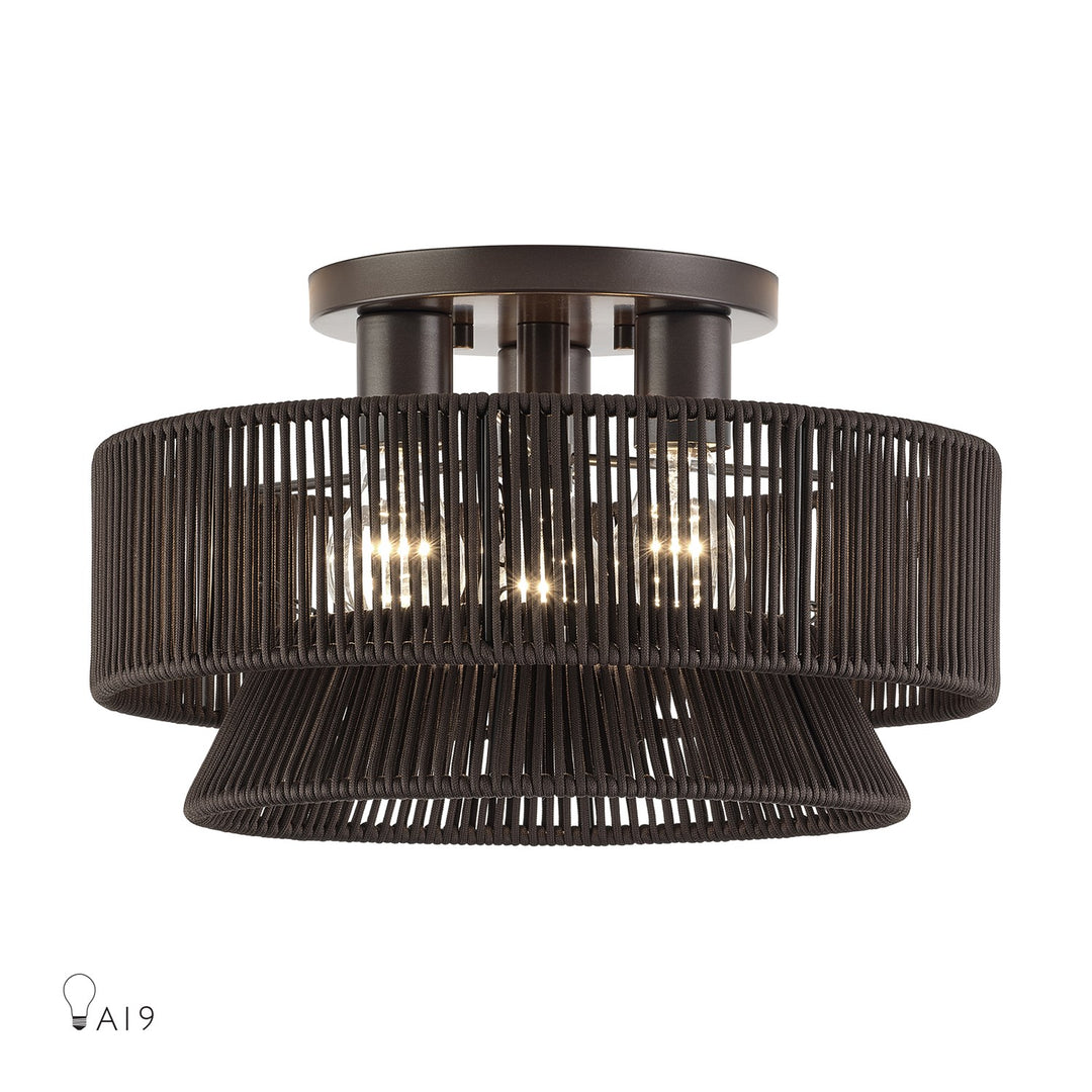 3 Light English Bronze Large Semi-Flush by Livex Lighting