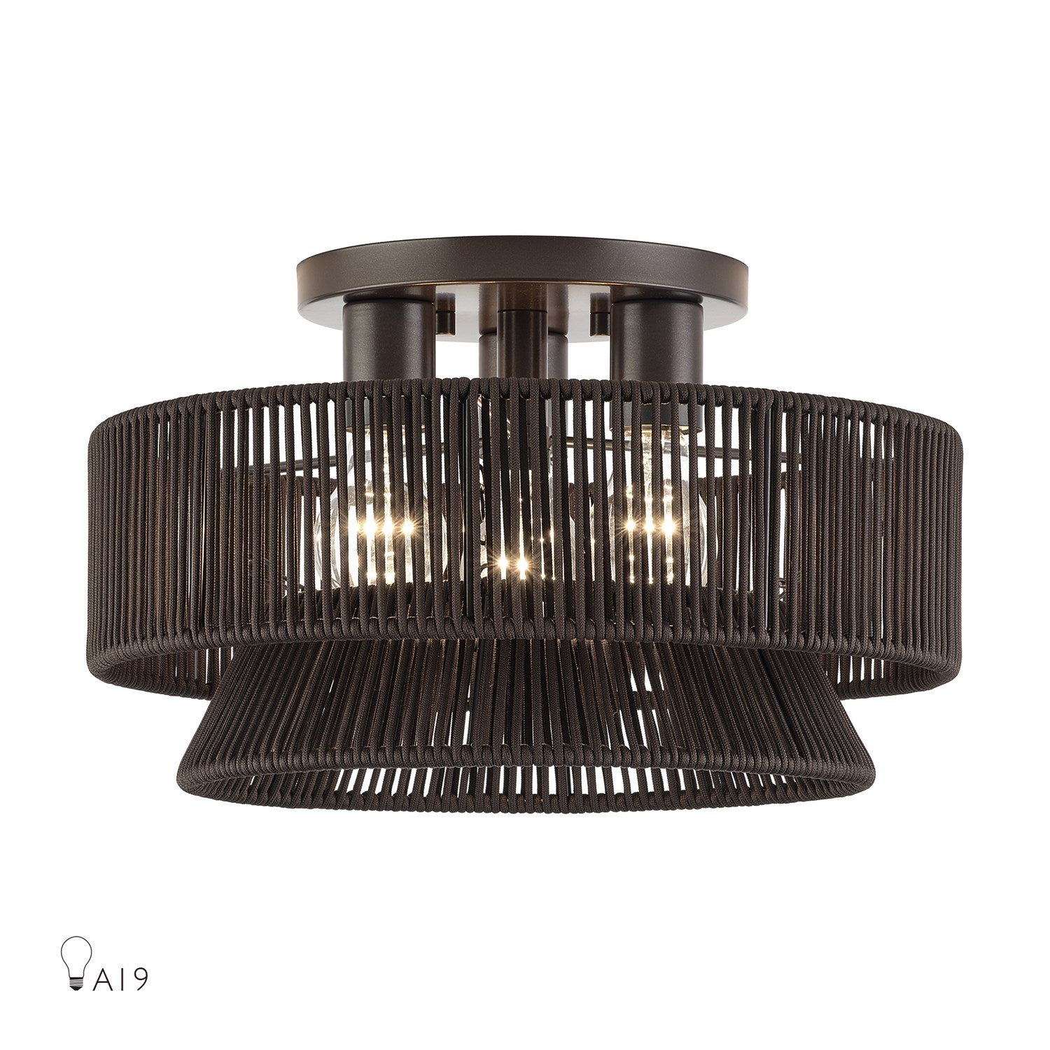 3 Light English Bronze Large Semi-Flush by Livex Lighting