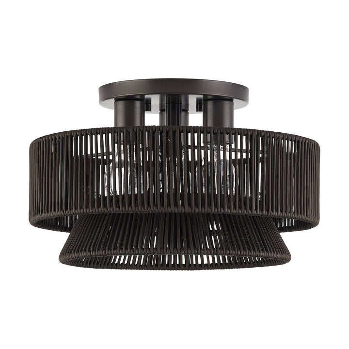 3 Light English Bronze Large Semi-Flush