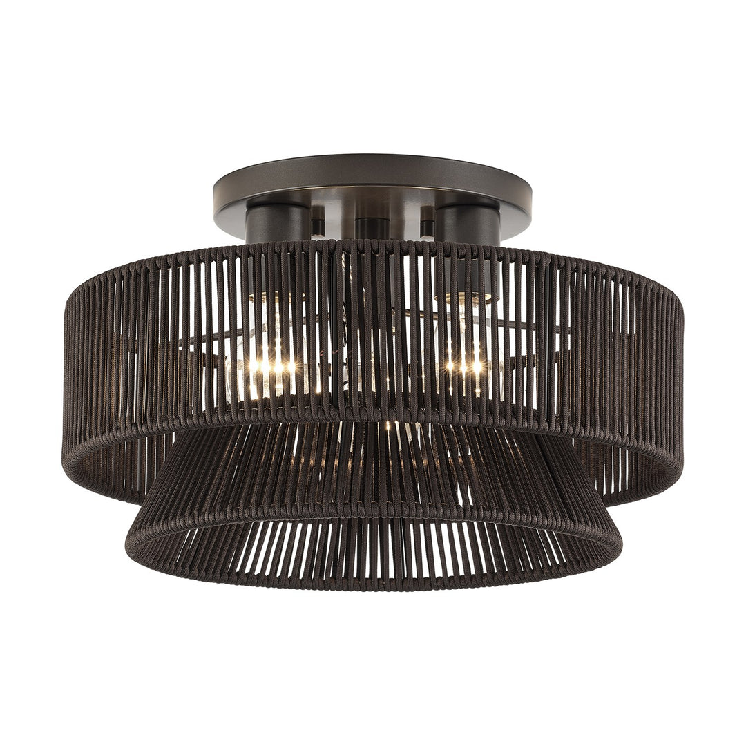 3 Light English Bronze Large Semi-Flush