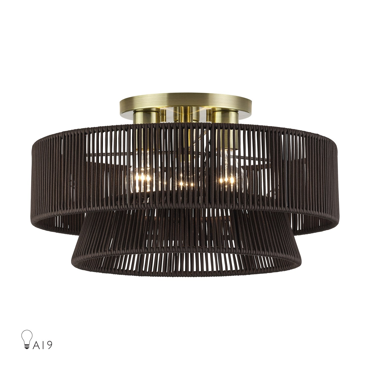 3 Light Antique Brass Large Semi-Flush by Livex Lighting