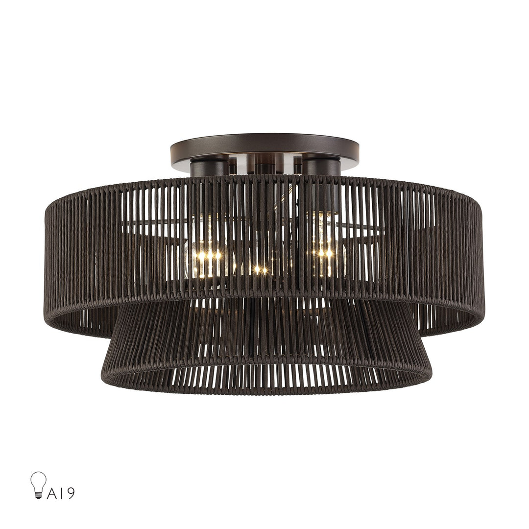 3 Light English Bronze Large Semi-Flush by Livex Lighting