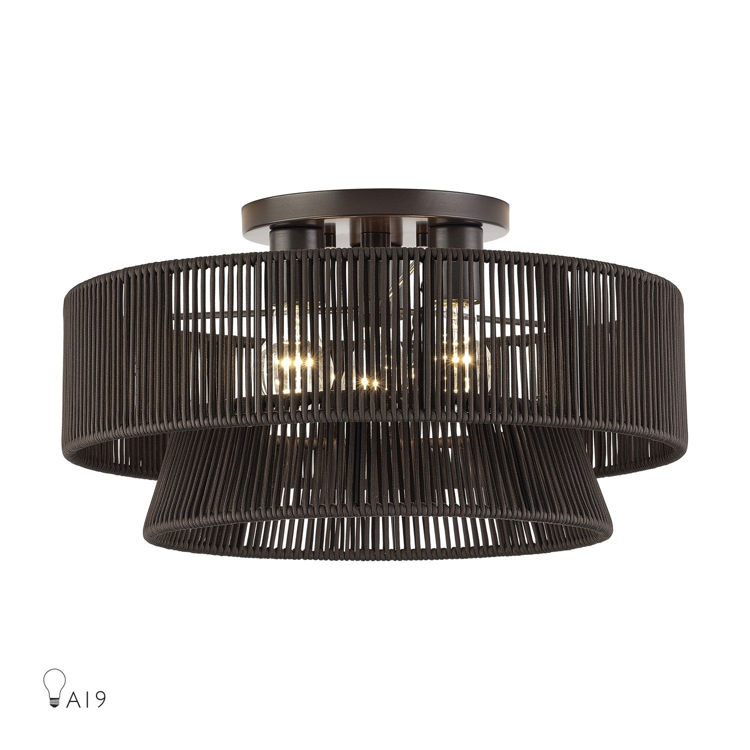 3 Light English Bronze Large Semi-Flush by Livex Lighting
