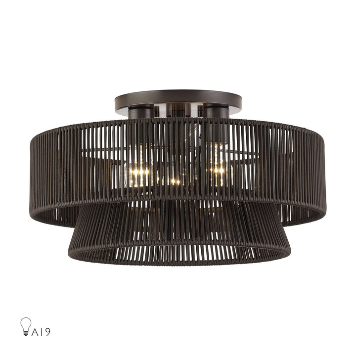 3 Light English Bronze Large Semi-Flush by Livex Lighting
