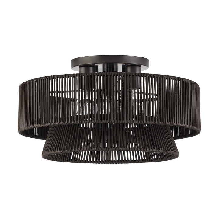 3 Light English Bronze Large Semi-Flush