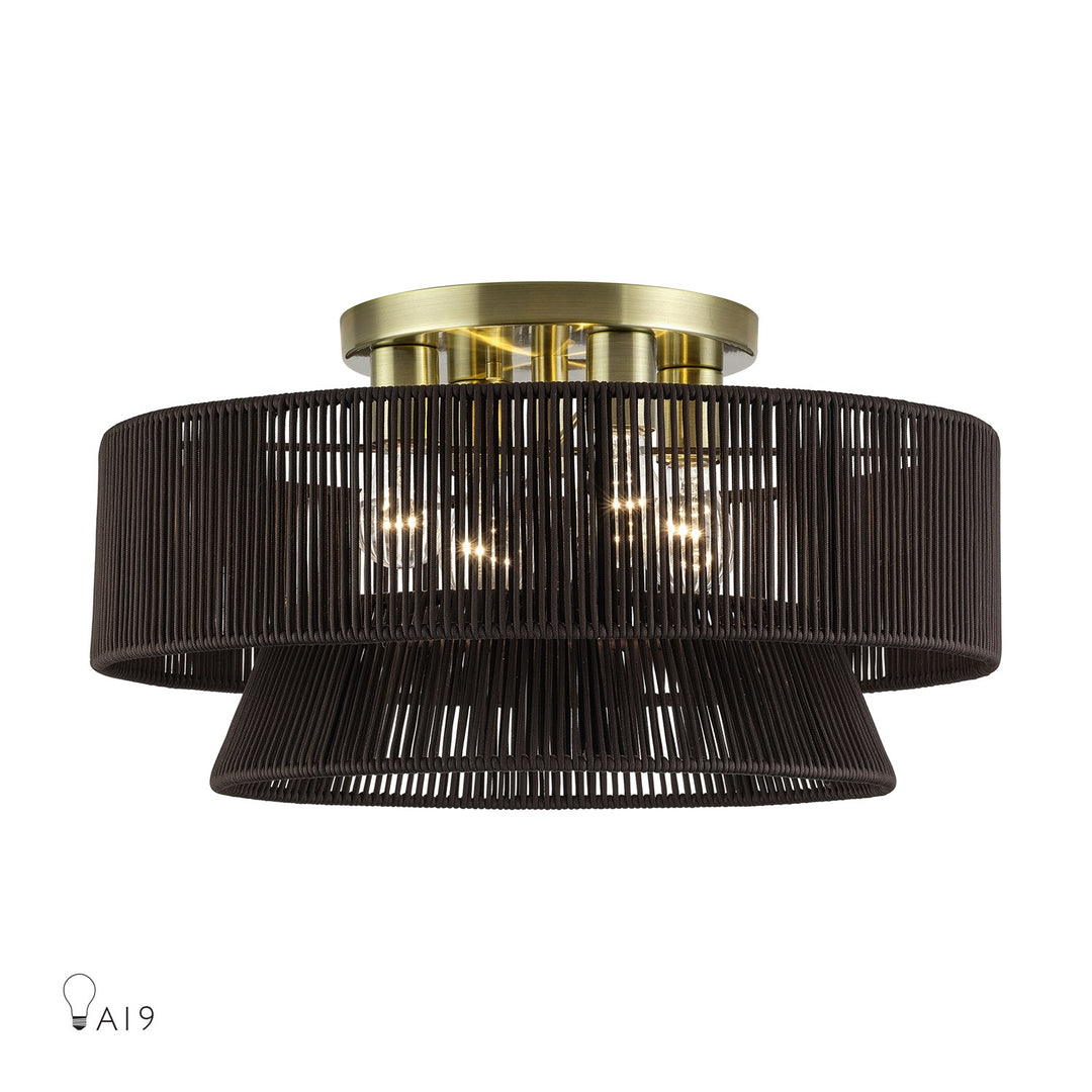 4 Light Antique Brass Extra Large Semi-Flush by Livex Lighting