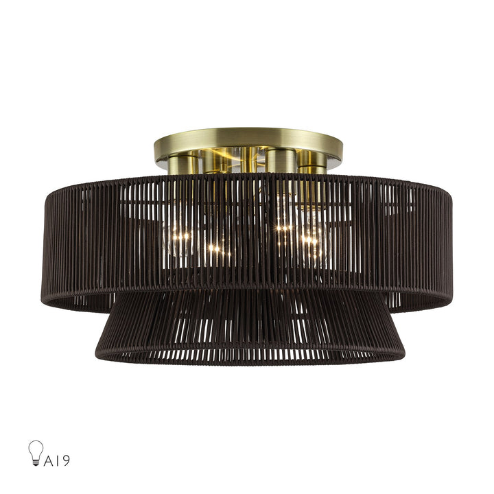 4 Light Antique Brass Extra Large Semi-Flush by Livex Lighting