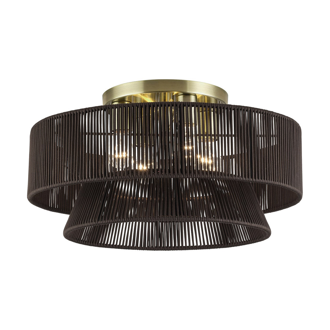 4 Light Antique Brass Extra Large Semi-Flush