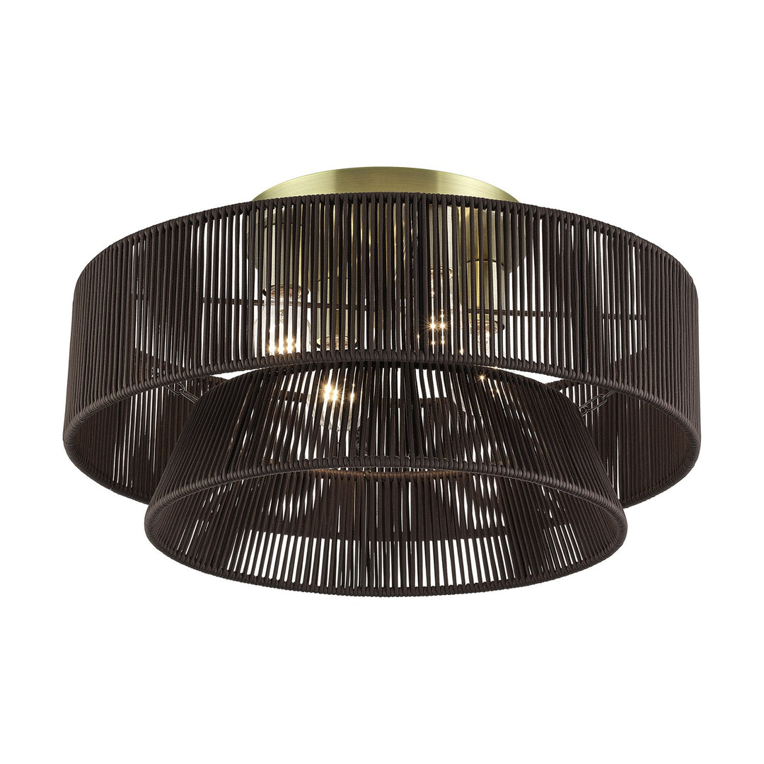 4 Light Antique Brass Extra Large Semi-Flush