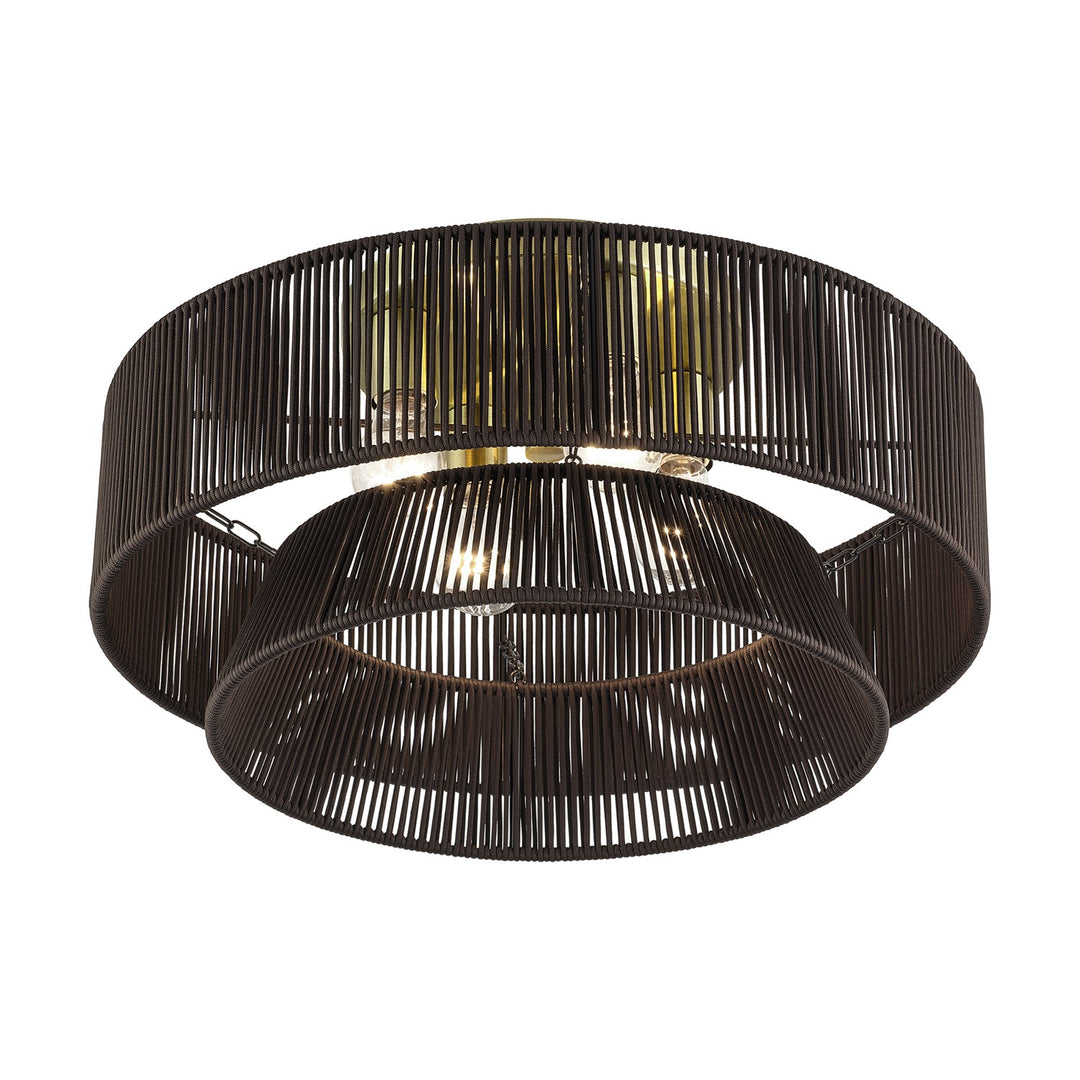 4 Light Antique Brass Extra Large Semi-Flush