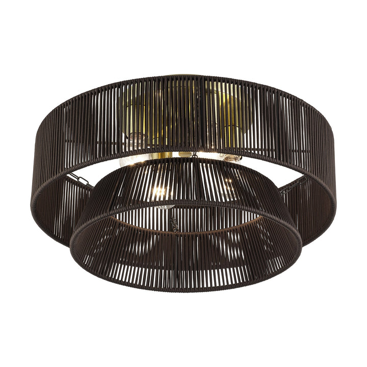 4 Light Antique Brass Extra Large Semi-Flush