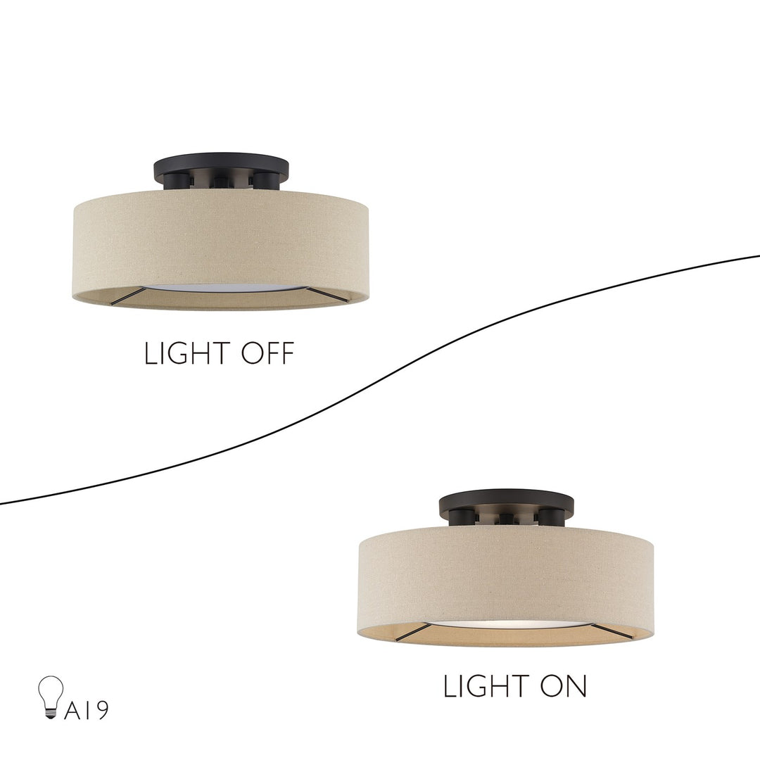 3 Light Bronze Large Semi-Flush