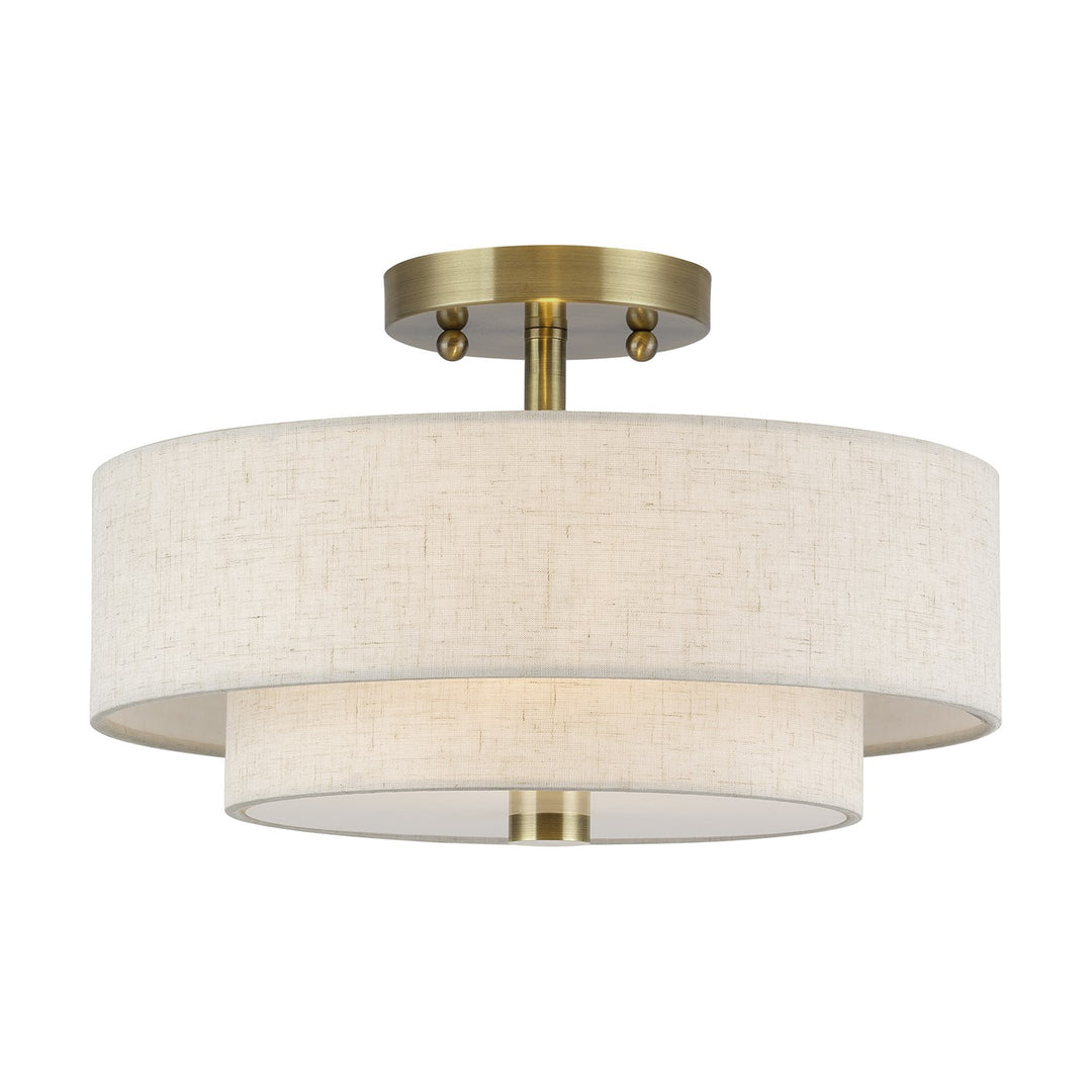 2 Light Antique Brass Medium Semi-Flush by Livex Lighting