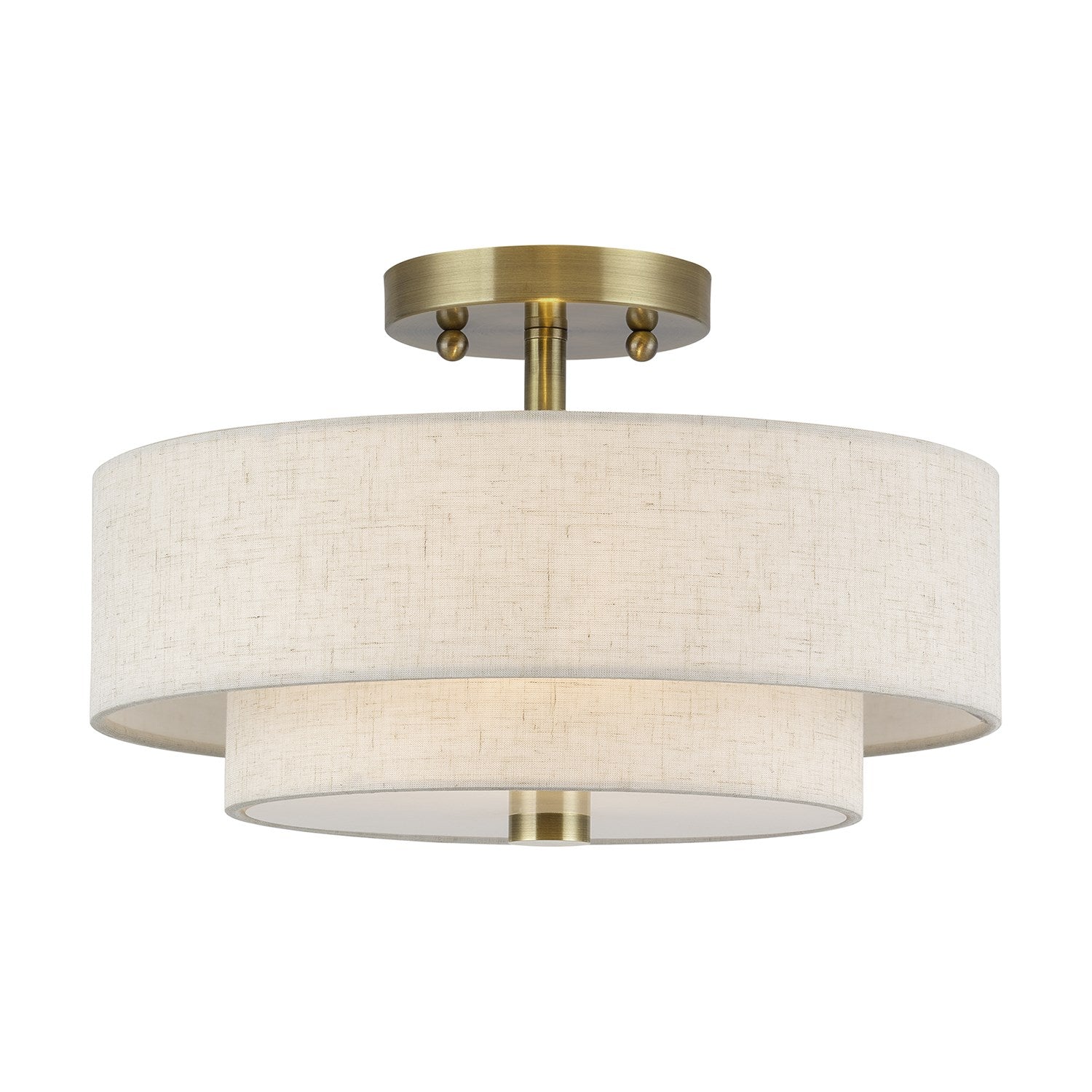 2 Light Antique Brass Medium Semi-Flush by Livex Lighting