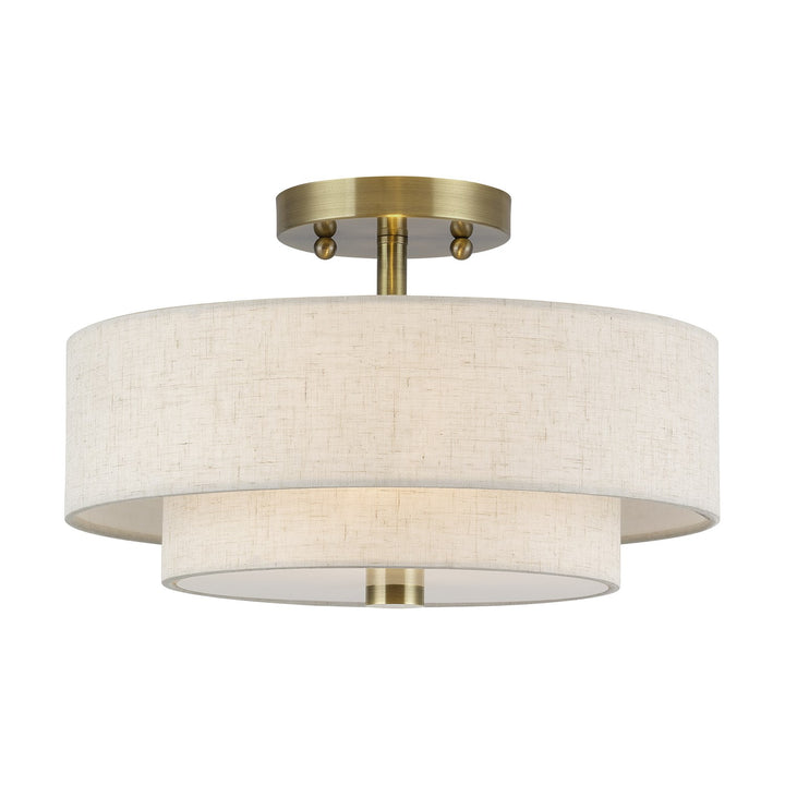 2 Light Antique Brass Medium Semi-Flush by Livex Lighting