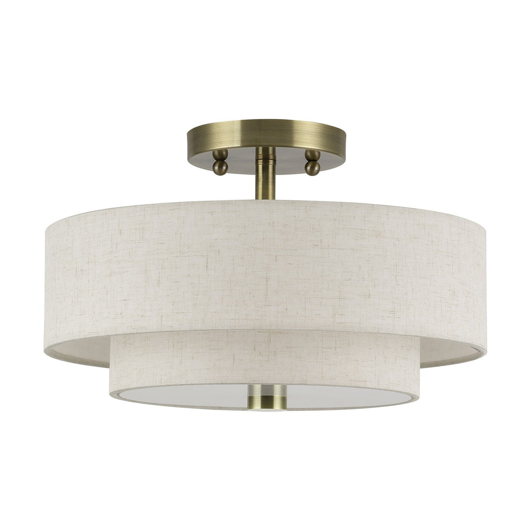 2 Light Antique Brass Medium Semi-Flush