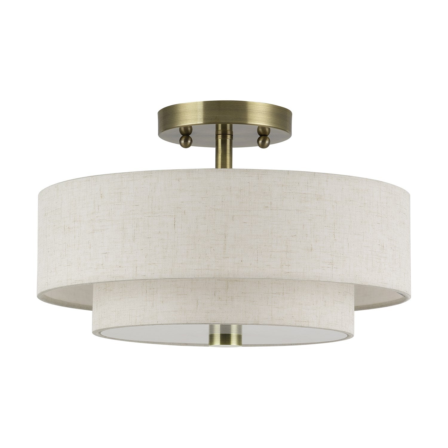 2 Light Antique Brass Medium Semi-Flush