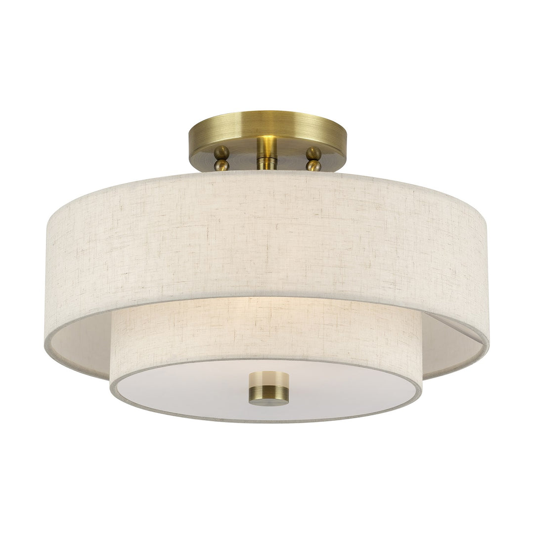 2 Light Antique Brass Medium Semi-Flush