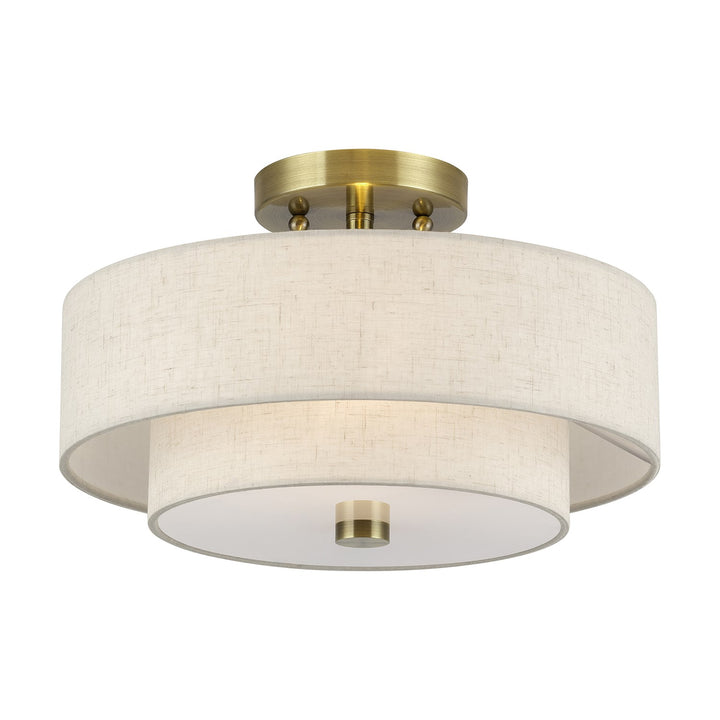 2 Light Antique Brass Medium Semi-Flush