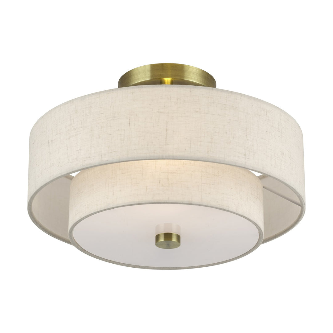 2 Light Antique Brass Medium Semi-Flush